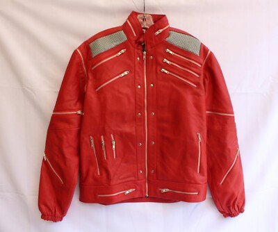 Michael Jackson Beat It, Red Faux Leather Biker Jacket M
