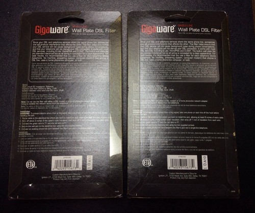 Lot Of 2 Gigaware 279-104 Wall Plate DSL Filter
