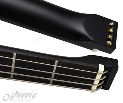 Anygig Full Scale Length Left Hand Traveller Bass Guitar Portable Matte Black US
