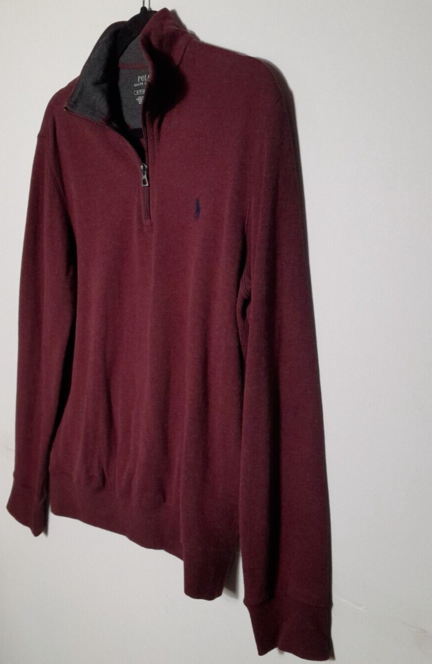 RALPH LAUREN BURGUNDY POLO 1/4 ZIP MENS XS TP ECH 165/88A MACHINE