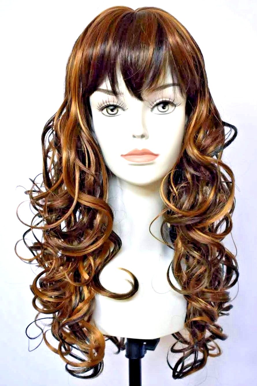 Long Curly Wig W Bangs Victorian Era Full Body Spiral Curls Gypsy
