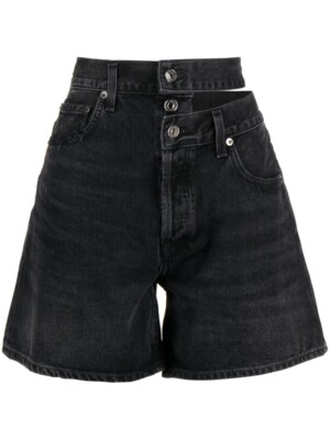 AGOLDE Broken Waistband High Waist Black Denim Shorts W27 Small UK 8-10 BNWT