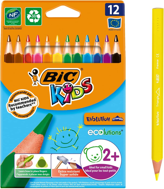 Kids Evolution Ecolutions, Triangular Colouring Pencils, Ideal for School, Assor