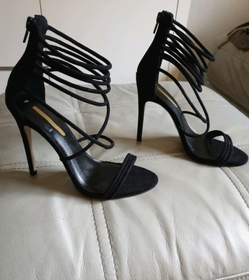 ladies black strappy heels