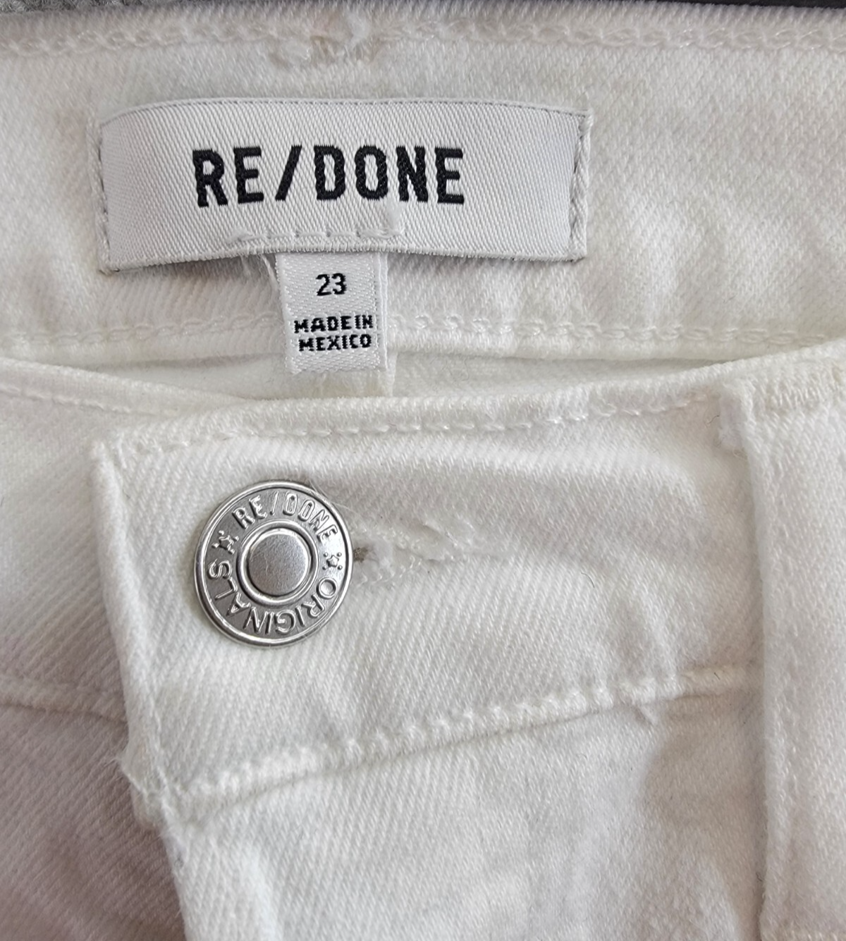 Re/Done Mid Rise Crop Wide Leg Jeans Women's 23 White Belt Loops Button Closure~ - Picture 11 of 18