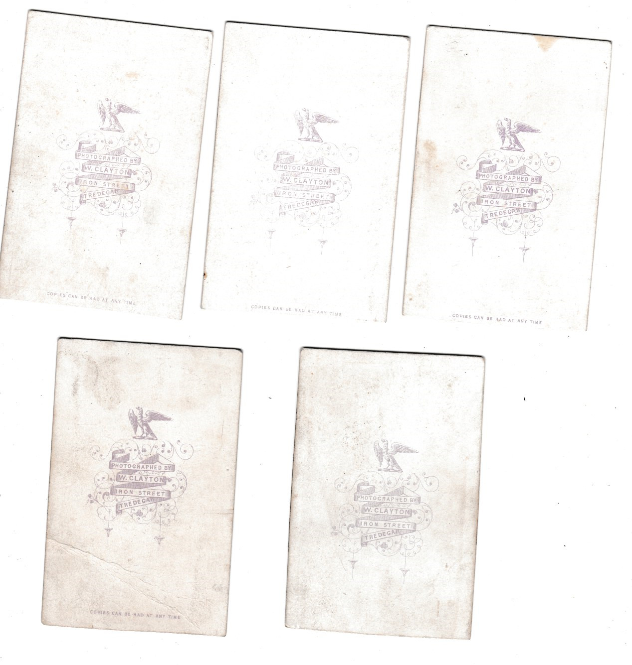 Lot of 5 Vintage Victorian Cabinet Photo Cards Small W Clayton Tredegar UK