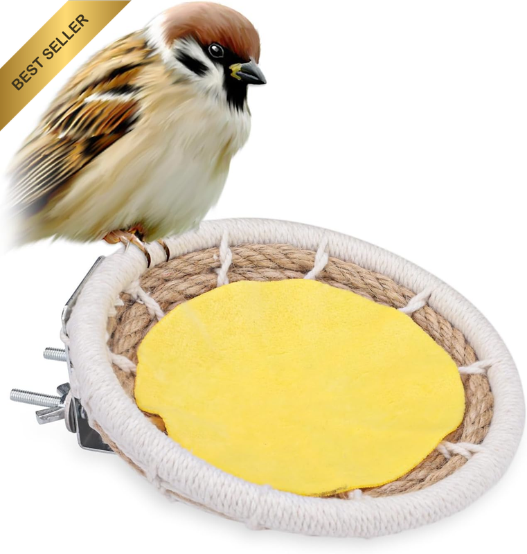 Handwoven Hemp Rope Bird Nest for Cage, Handmade Hanging Bird Bed, Parrot Breedi