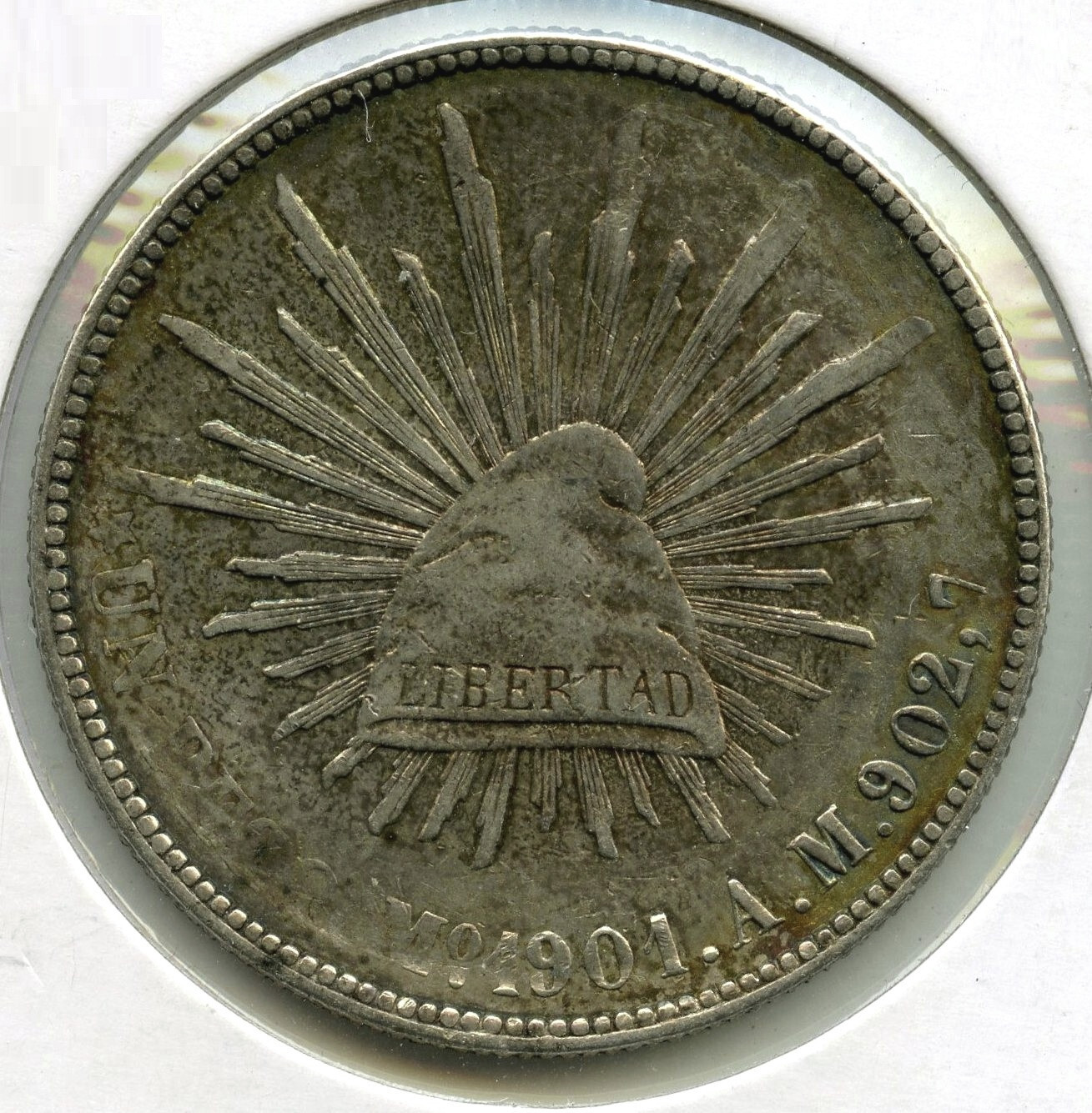 1901-Mo Mexico Libertad Peso Coin - Republica Mexicana