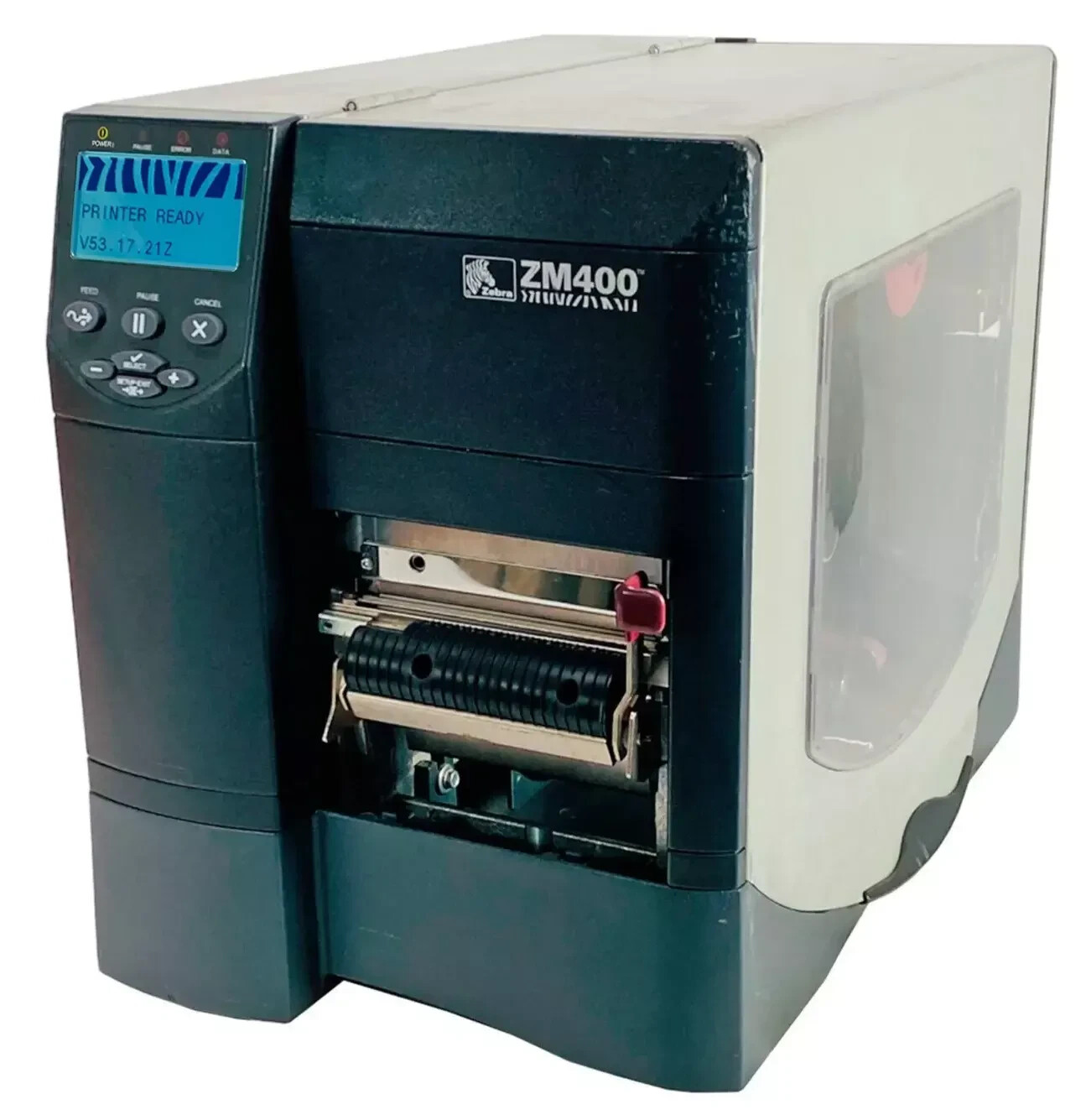 Zebra ZM400 Thermal Transfer Label Printer Peel Rewind LAN
