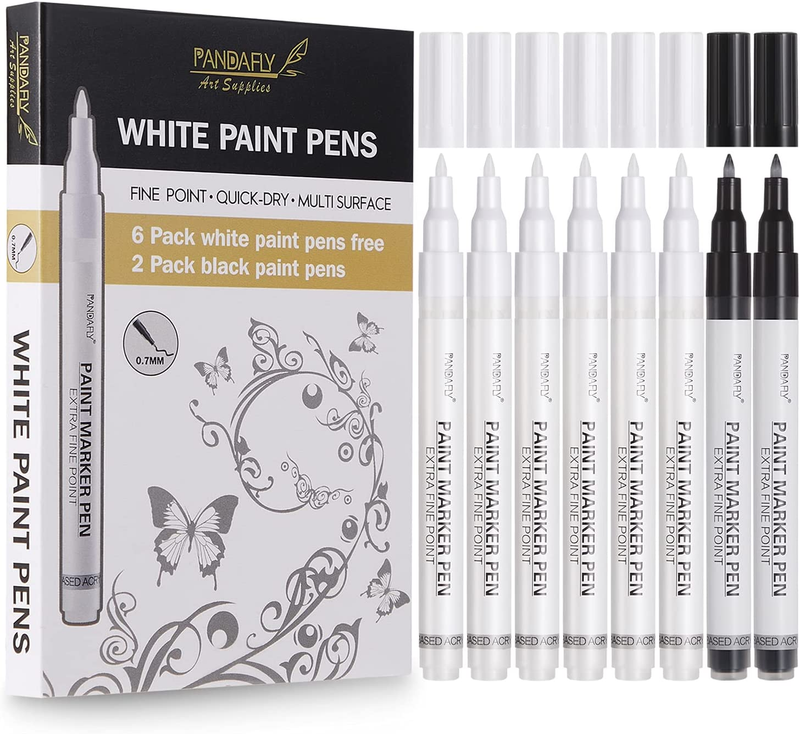 White Paint Pens Acrylic Permanent Marker 0.7mm Fine Point Opaque Ink Wood Rock