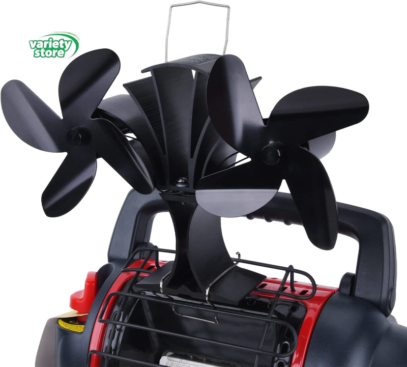 Dual Motors 8-Blade Stove Fan，Heat Powered Stove Top Fan for Heater/Wood/Pellet/