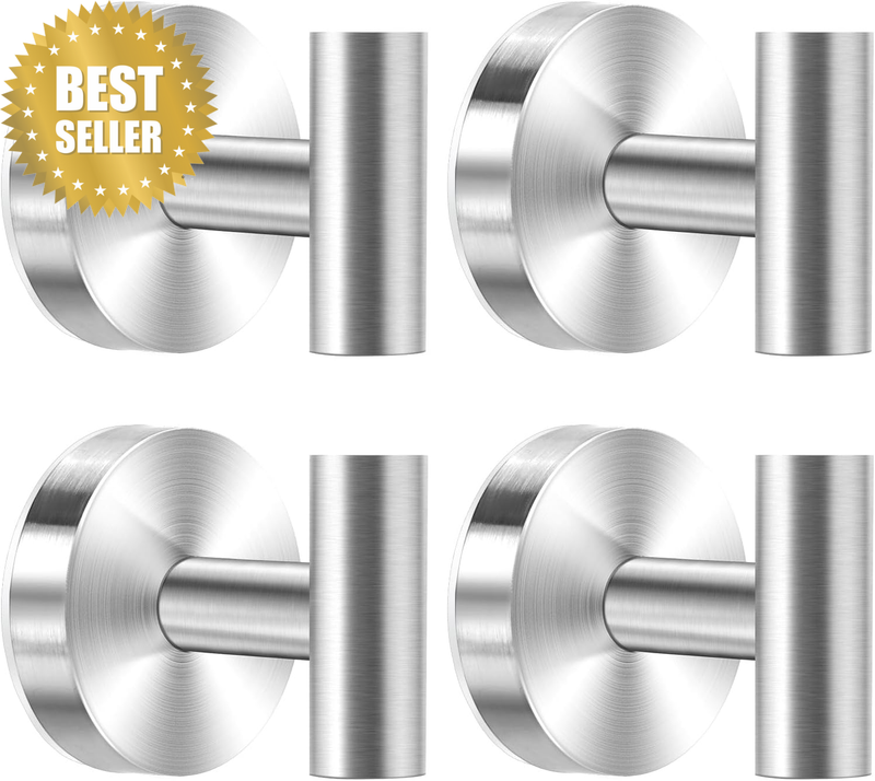 Suction Cup Hooks for Shower, 4 Pack Towel Hooks for Bathroom, Stainless Steel W