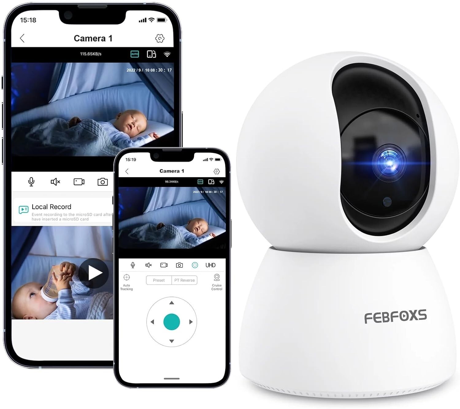 FEBFOXS TV-XM628-3MP 1080p Baby Monitor Security Camera (360