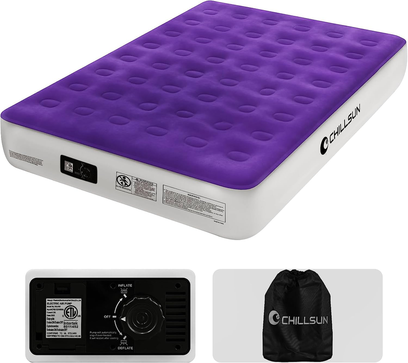 Queen Air Mattress with Built-In Pump,2 Mins Quick Inflate/D