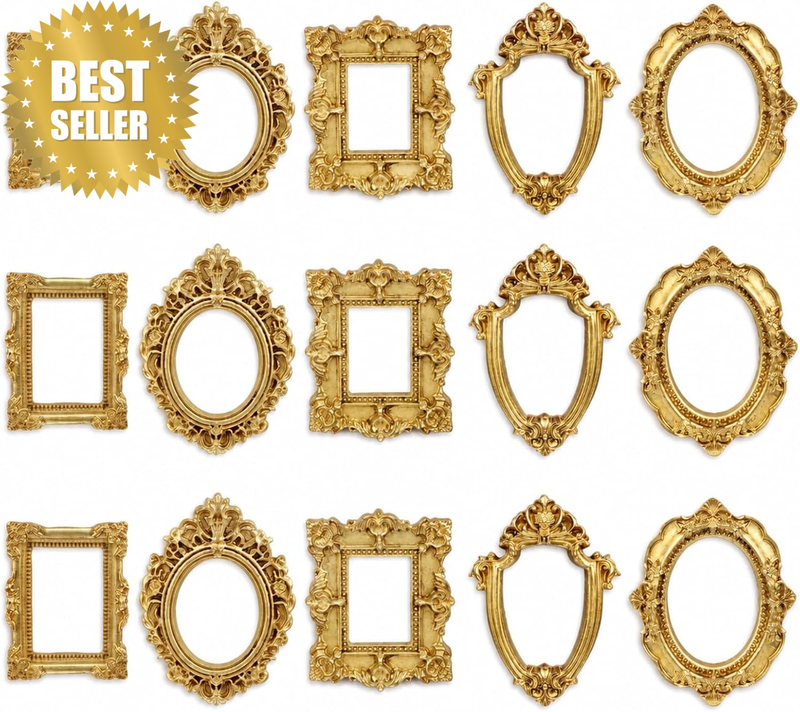 15Pcs Vintage Gold Picture Frames Mini Picture Photo Frame Small Antique Resin F