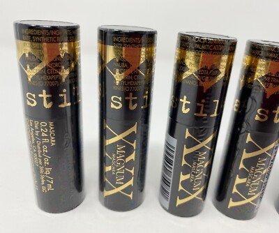 4 STILLA Magnum XXX Black Mascara .24oz ea Travel    Made In Italy    NEW SEALED