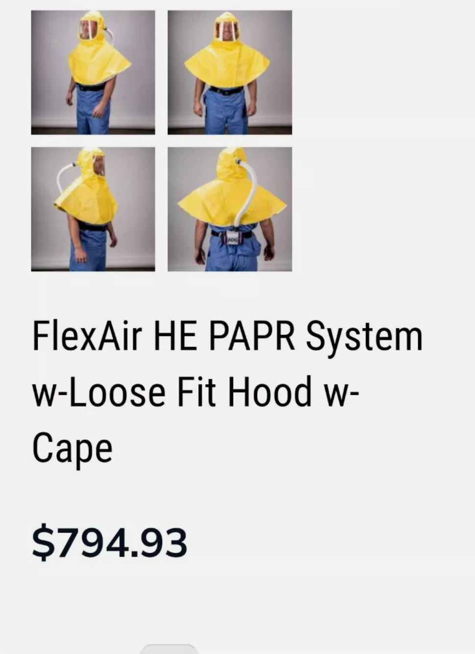 FlexAir Powered Air Purifying Respirator  with blower cape Airboss Defense PAPR