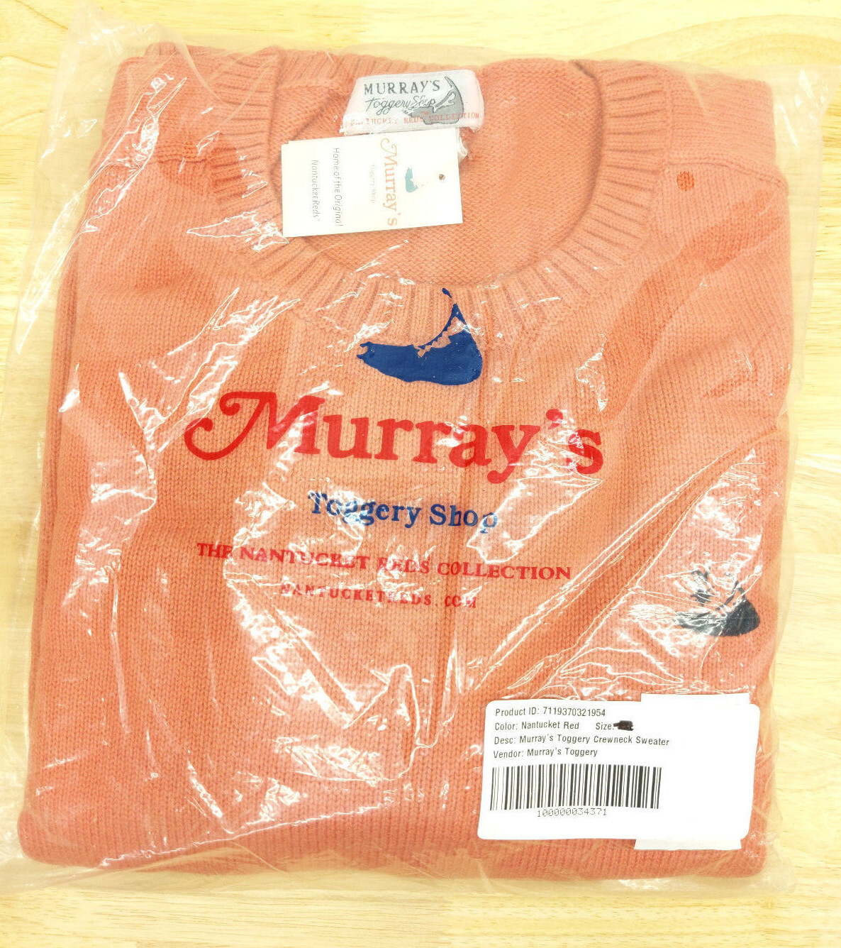 NWT Murrays Toggery Shop Nantucket Reds Crewneck Sweater with Logo