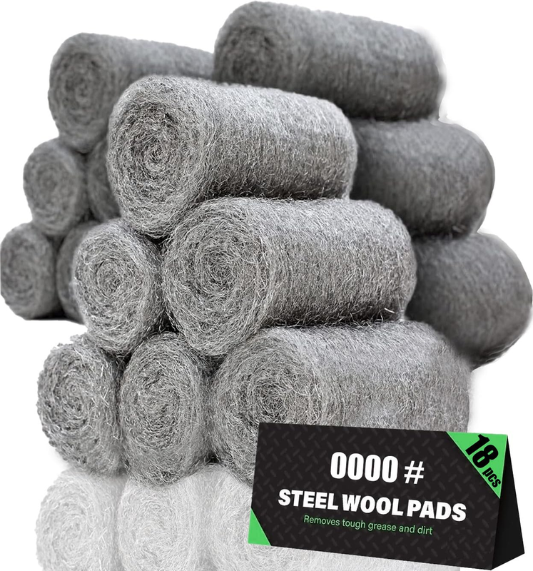 Steel Wool 0000-18 Rolls Steel Wool (1.64ft x 2.75in, Extra Fine) for Clean & Po