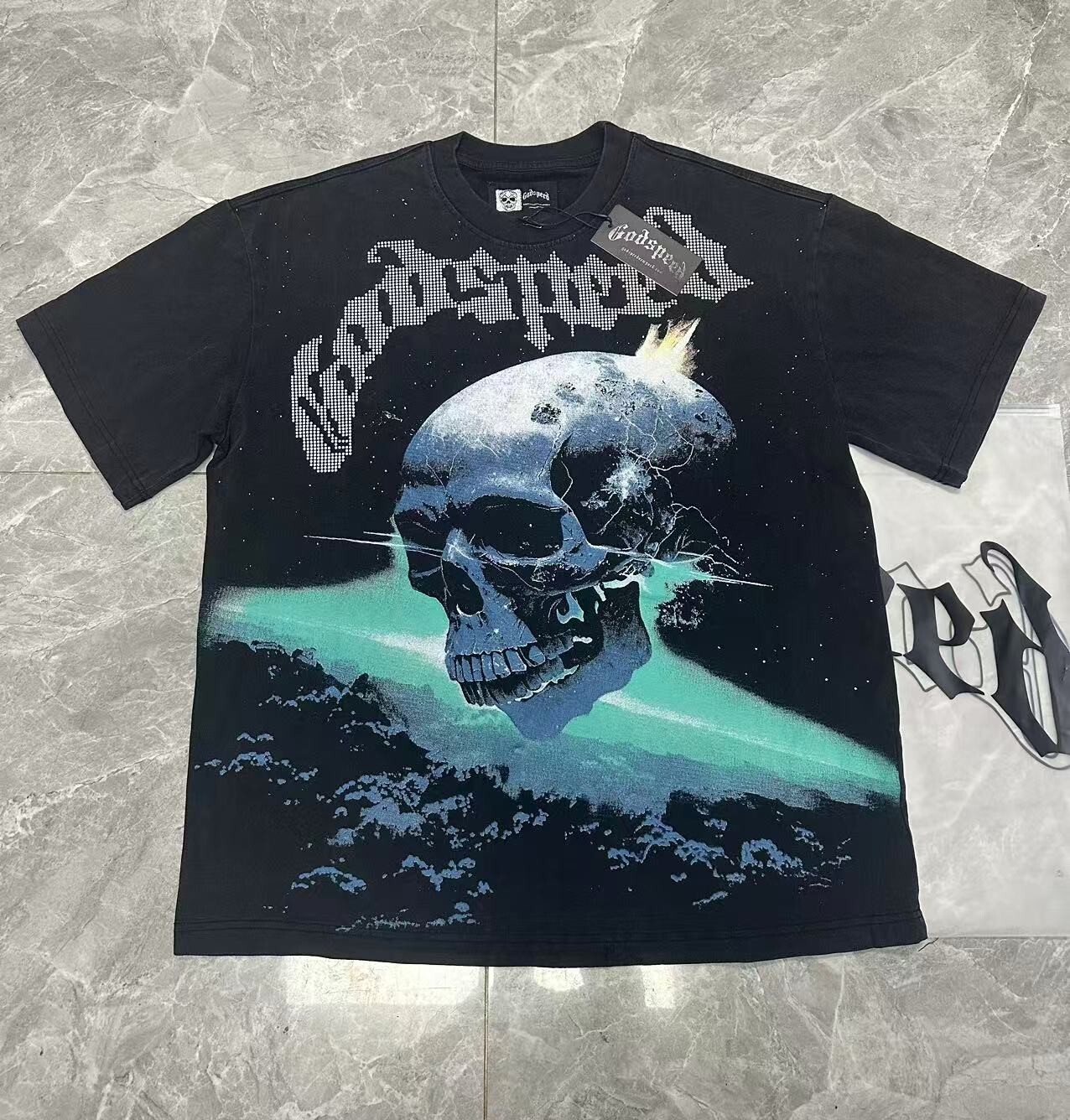 BADWAY×Schoot sukll graphic TEE Niepce Men's Cyberpunk Graphic Tee Half Sleeves Streetwear T