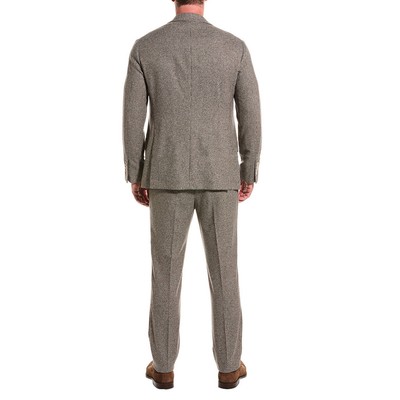 Pre-owned Brunello Cucinelli Men's Wool Blend 3 Button Classic Hounds Tooth Suit In Brown