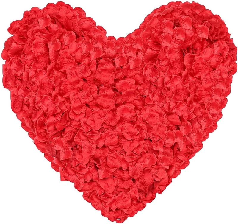 3000Pcs Rose Petals,  Red Artificial Fake Flower Rose Petals Decoration for Wedd
