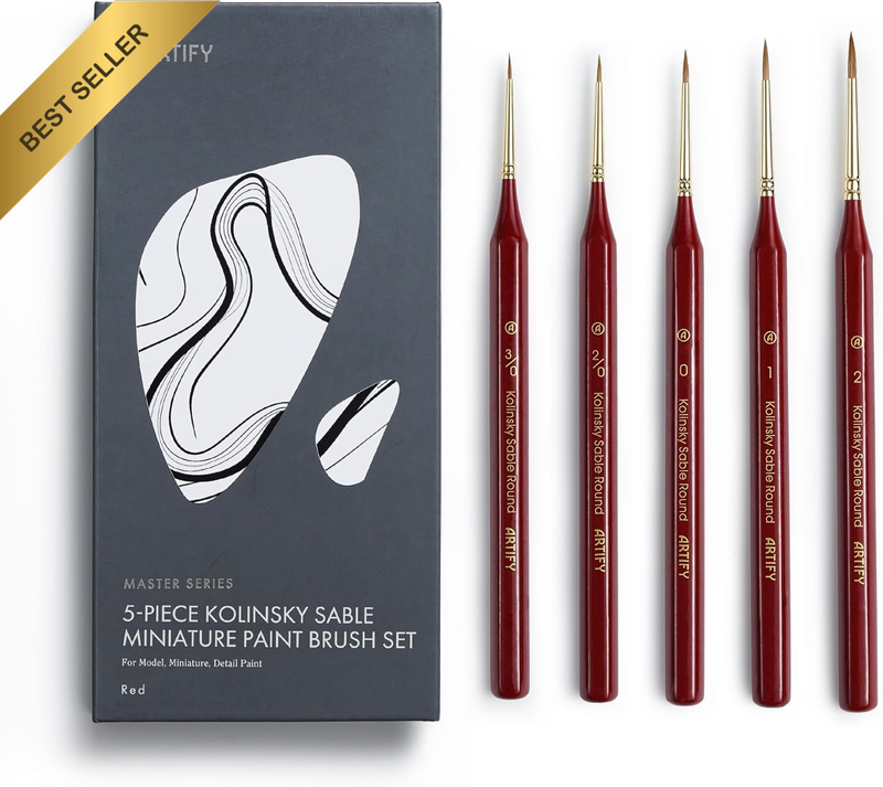 Artify Detail Paint Brushes, 100% Kolinsky Sable Micro Paint Brushes - Master Se