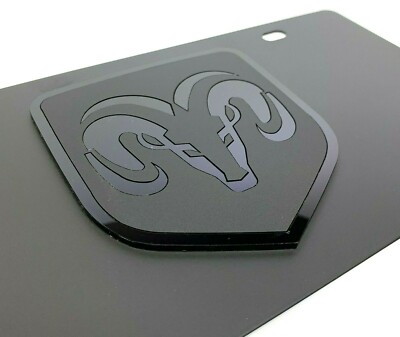 Premium Black Vanity License Plate w/ Dodge Ram Emblem (Grill Head Pickup Truck)