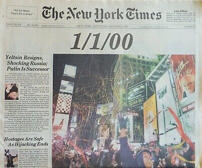 New York Times January 1 2000 Millenium 1/1/00 Newspaper