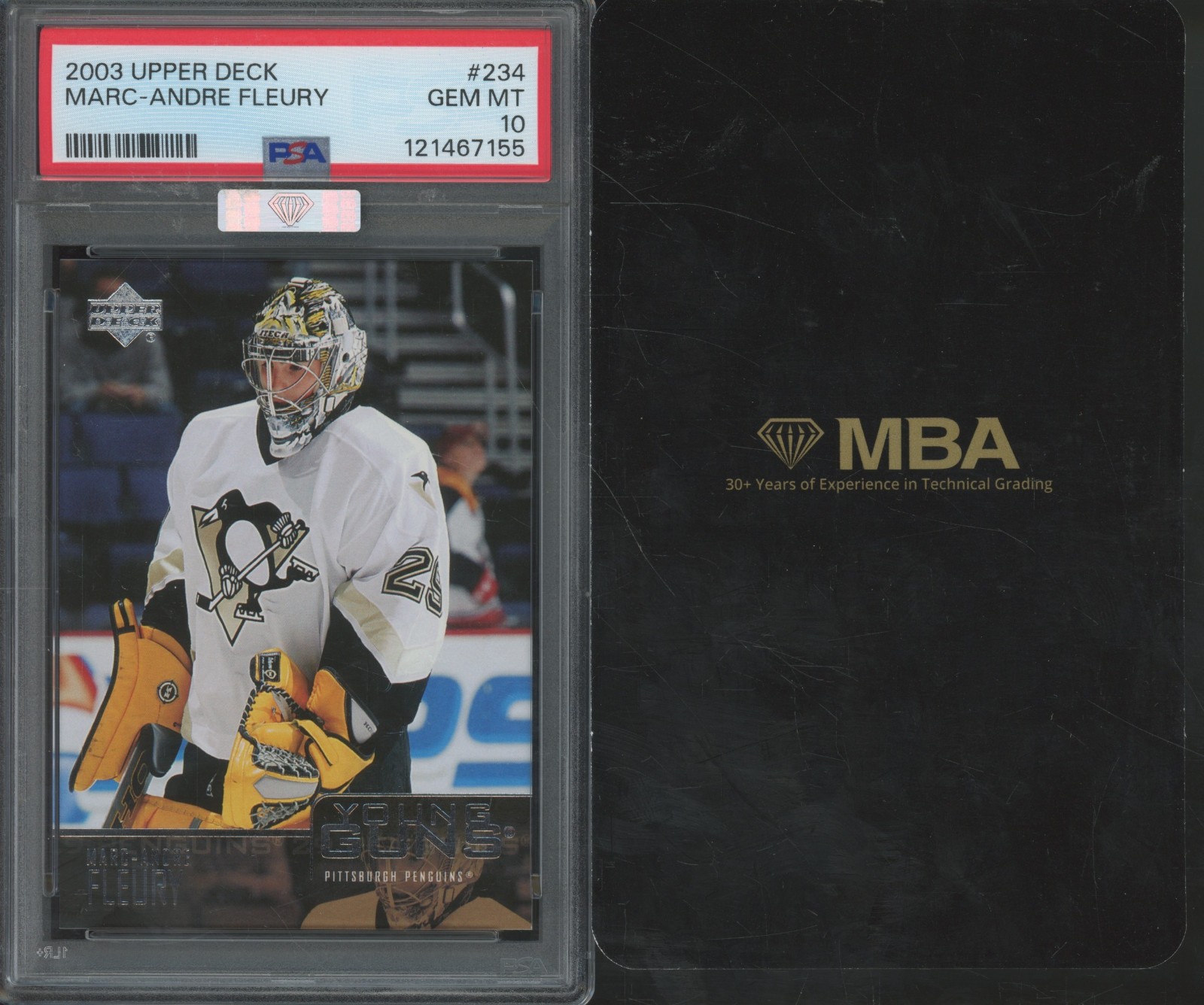 2003 Upper Deck Young Guns 234 Marc-Andre Fleury RC MBA Silver Top15% Gem PSA 10
