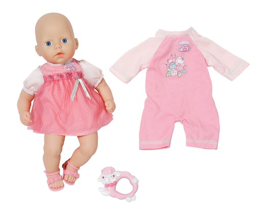 Zapf Creation 709870 Little Annabell – Puppe Blanco De 14.2 In Con Stoffkorper Rosa Strampler Blaue Schlafaugen Und Flaschchen