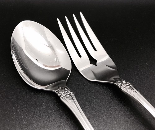 Oneida RENOIR Pembrooke Serving Spoon & Meat Fork, Stainless Steel (DC) RRR