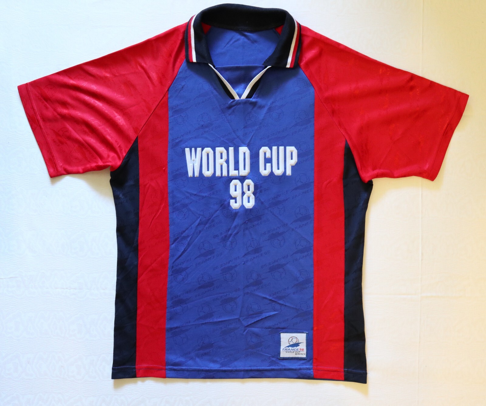 FRANCE98 ワールドカップユニフォーム　ゲームシャツ　半袖　XLサイズ FRANCE Home World Cup 98'' - Football Soccer ZIDANE 10 - XL