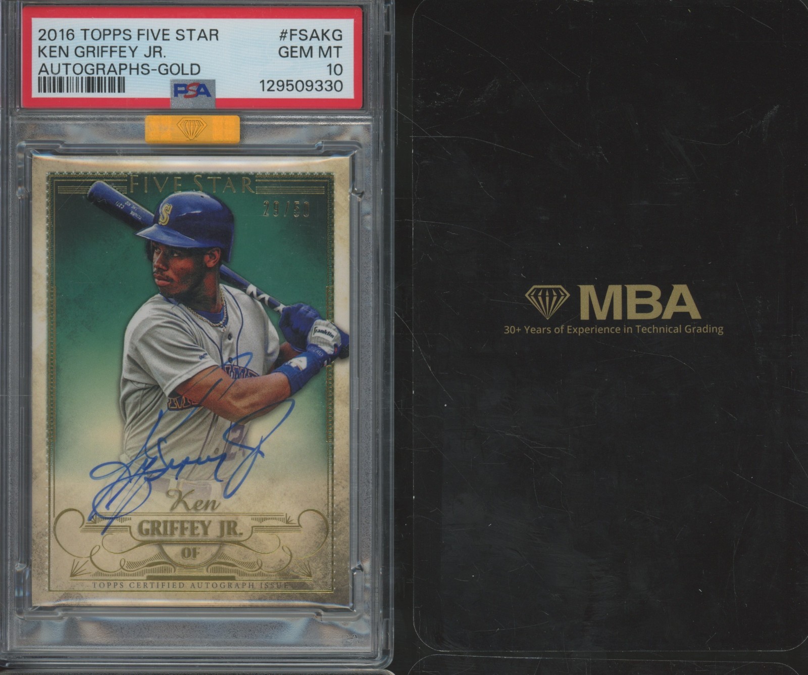 2016 Five Star Auto Ken Griffey Jr /50 On Card Auto MBA Gold Top 5% Pop 1 PSA 10