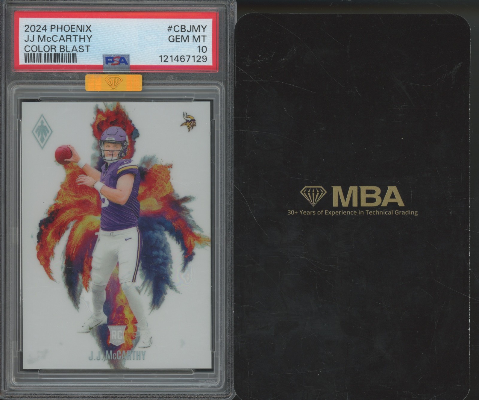 2024 Phoenix Color Blast JJ McCarthy MBA Gold Top 5% RC Rookie Gem Mint PSA 10