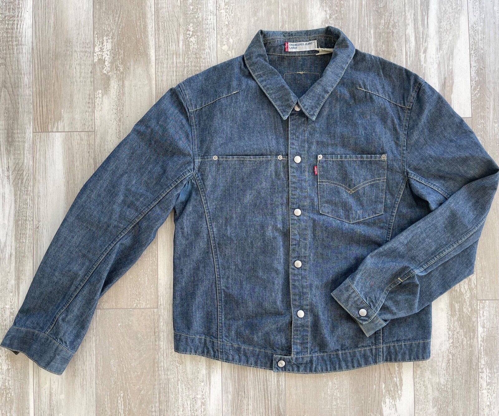 Mens Vintage Levis' Engineered Jeans' Denim Jean Jacket Size Mens Vintage Levis' Engineered Jeans' Denim Jean Jacket Size
