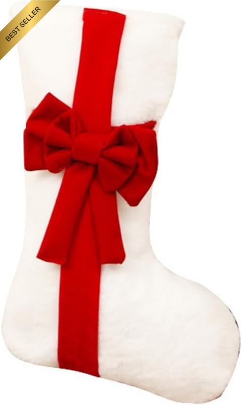 Large Santa Hanging Pendant Xmas Sock Gift Stocking Candy Bag White