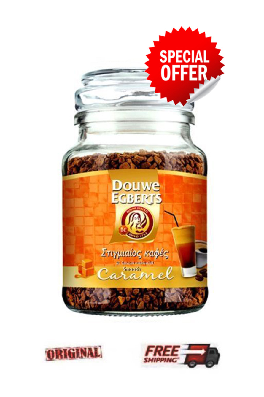 DOUWE EGBERTS INSTANT COFFEE CARAMEL FLAVOR 98gr FREE