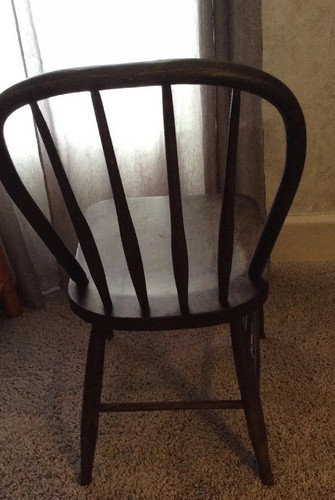 Antique Primitive Tiger Striped  Wood Dining Chair Barn Decor