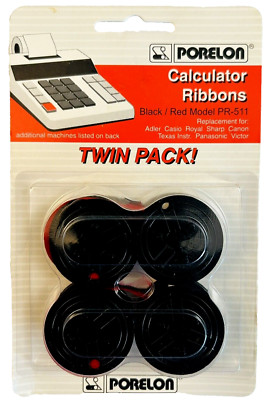 Porelon PR 511  Black/Red Twin Spool Calculator Ribbon Twin-Pack Universal 1996