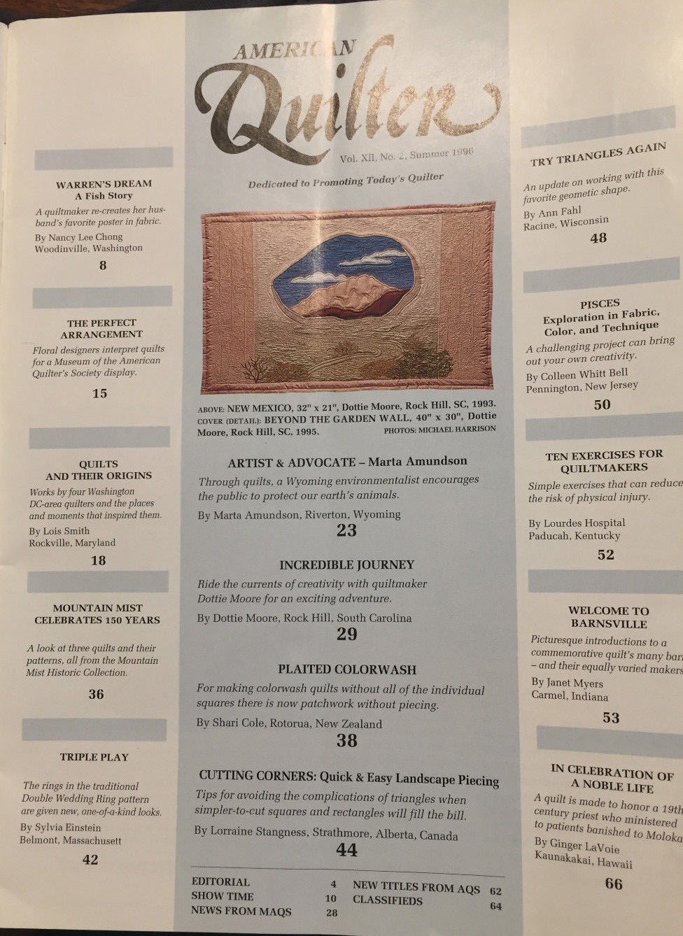 American Quilter Magazine Summer 1996 Vol XII No 2