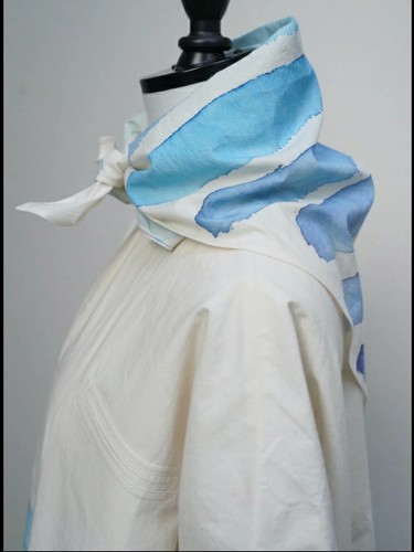Pre-owned Toogood The Fisherwoman Hand Painted Cotton Dress — Breton Limited Edition Xl In Blue/ivory
