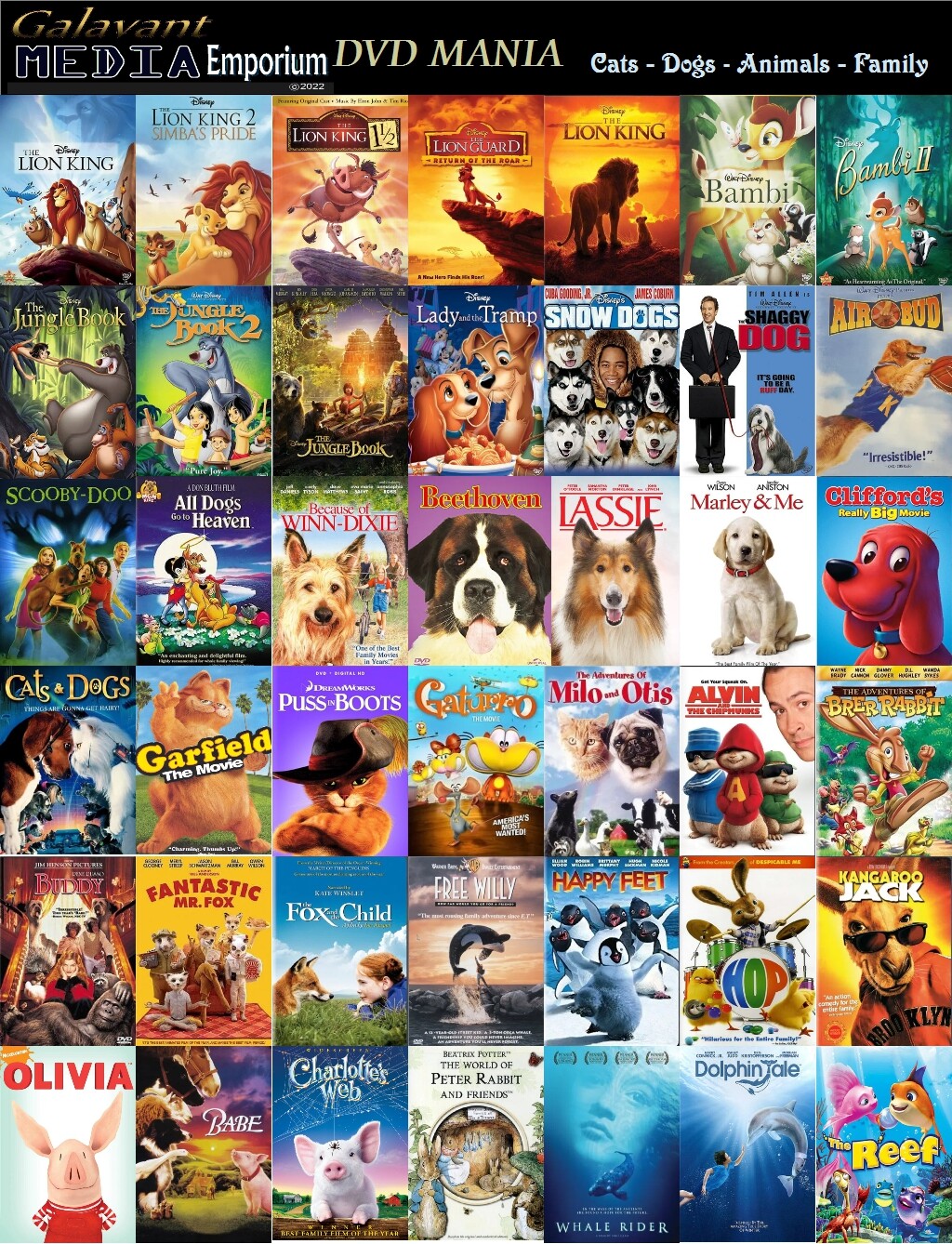 DVD Mania Pick Your Movies Disney Dogs Cats Animals Nature