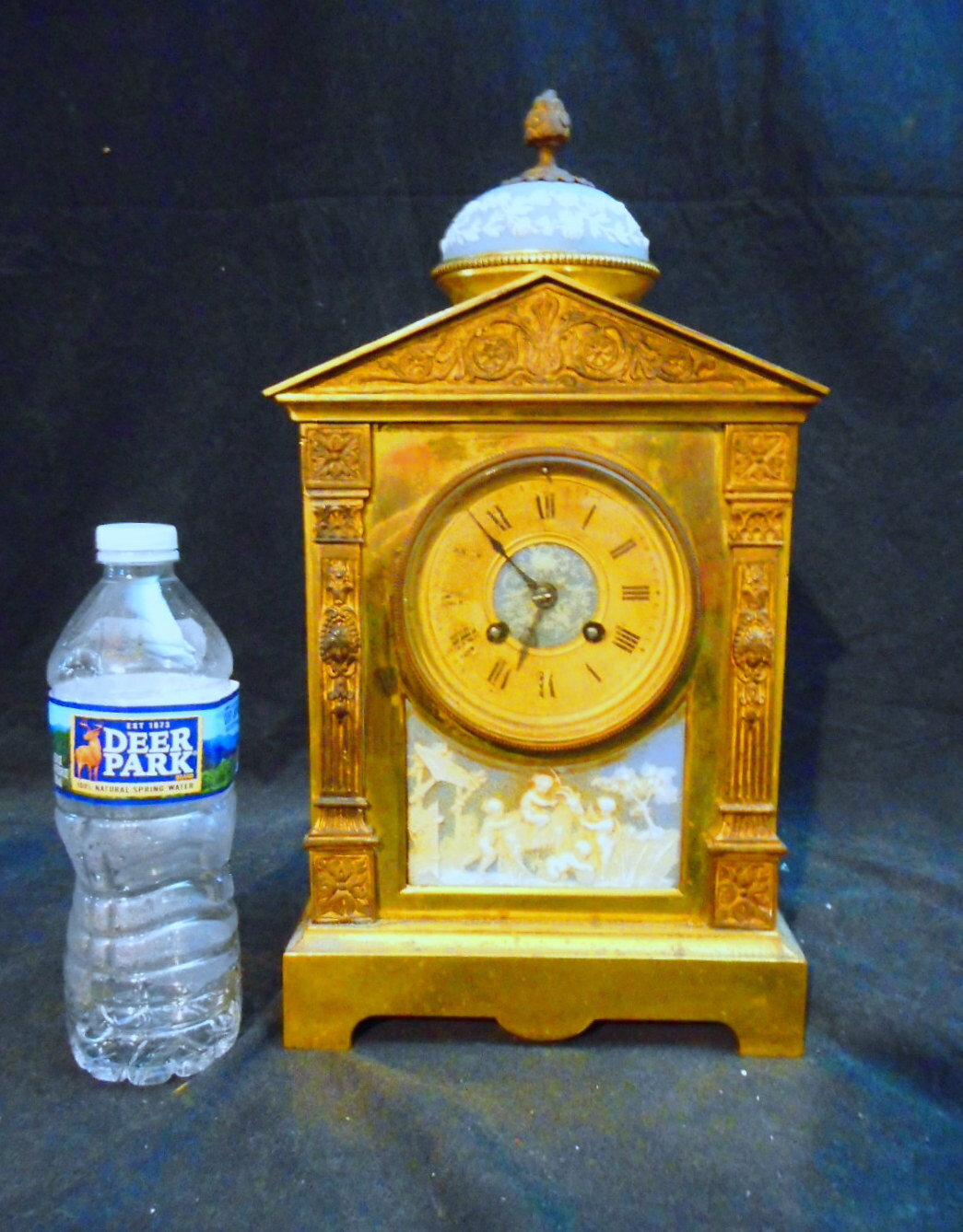 19th C. Antique French Gilt Bronze Shelf Clock As Found Condition