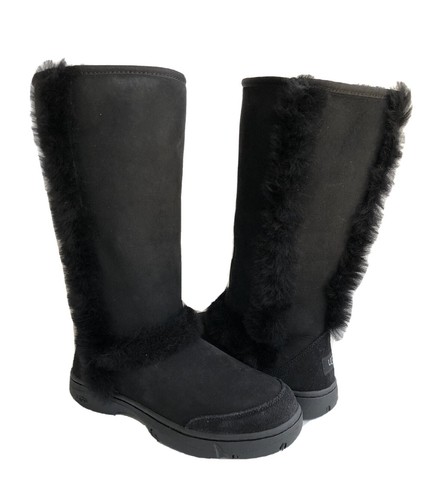 Pre-owned Ugg Sunburst Ultra Tall Black Shearling Leather Boot Us 12 / Eu 43 / Uk 10