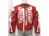 supreme vanson leather bones jacket red