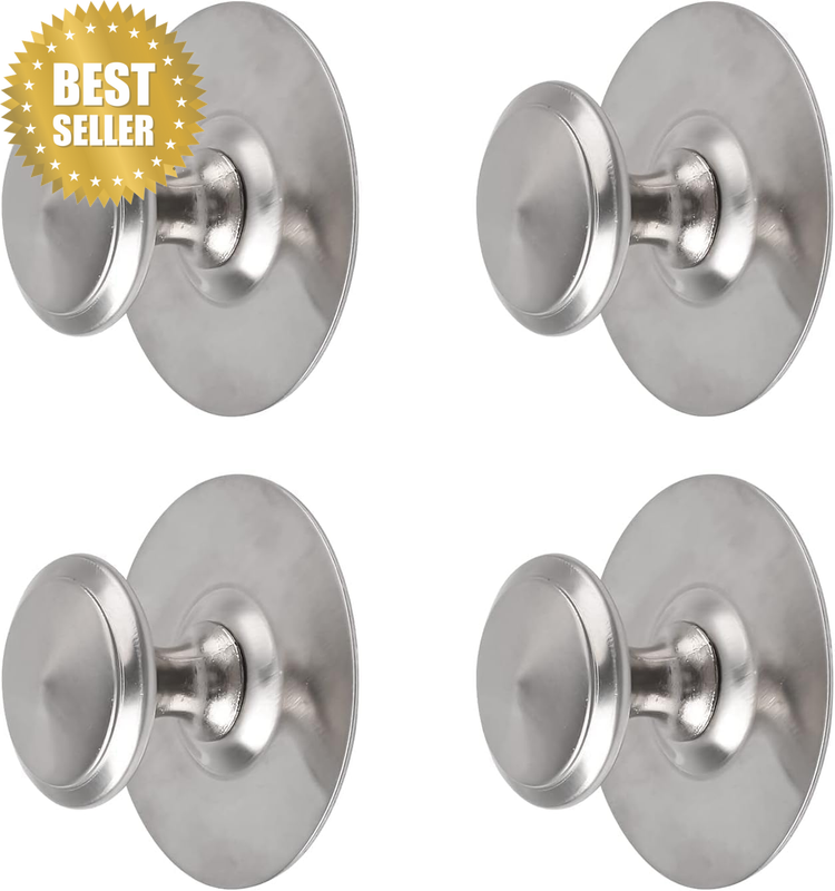 Stainless Steel Drawer Knobs, 4Pcs Self-Stick Instant Cabinet Handle Pulls, Adhe