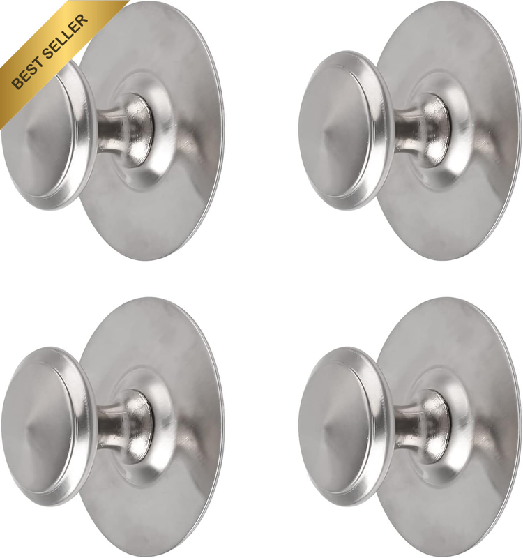 Stainless Steel Drawer Knobs, 4Pcs Self-Stick Instant Cabinet Handle Pulls, Adhe