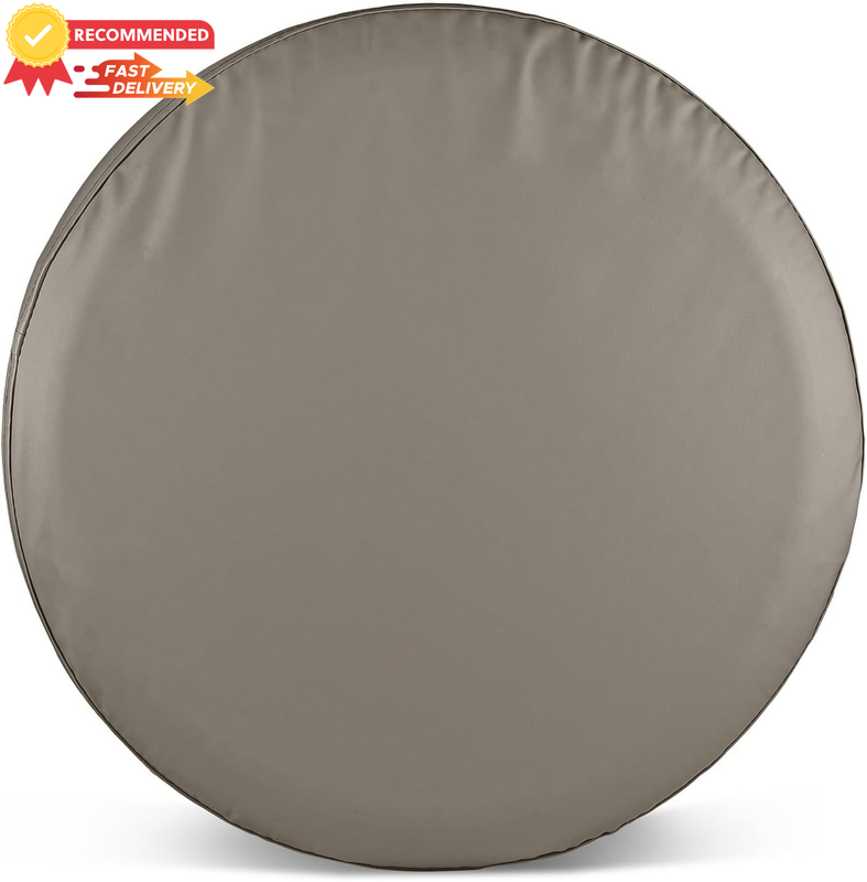 Gray Spare Tire Cover, Waterproof PVC Leather, Universal Fit 15" Jeep RV SUV