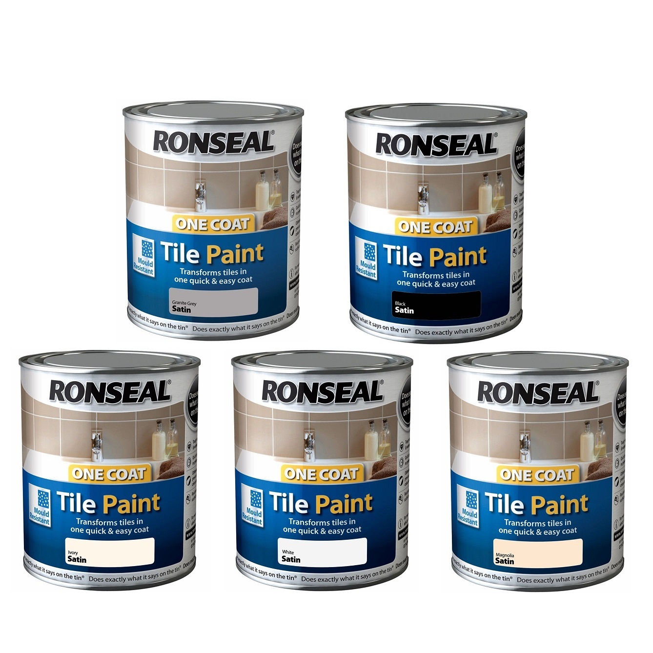 Ronseal One Coat Tile Paint Satin 750Ml Kitchen Bathroom Tile Paint 5